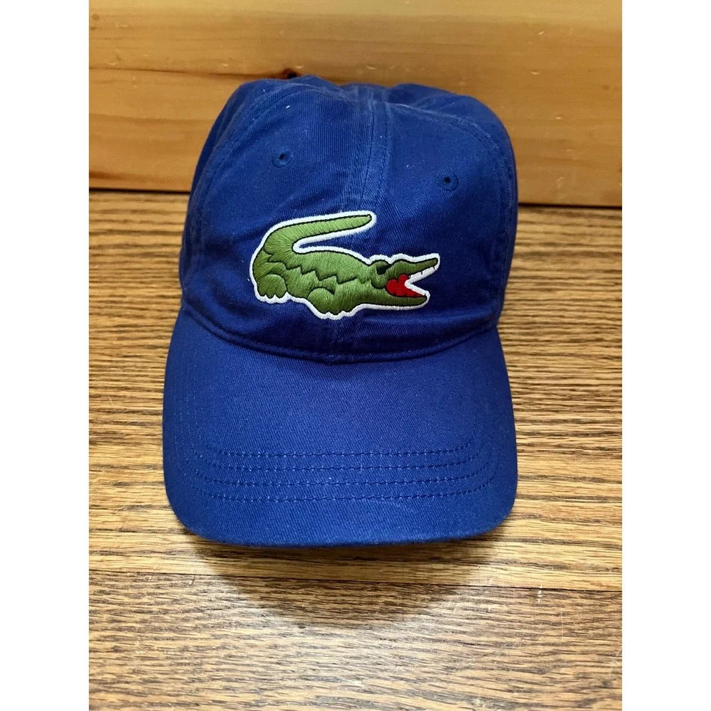 Lacoste Mens Royal Blue Big Croc Logo Adjustable Baseball Cap Hat One Size